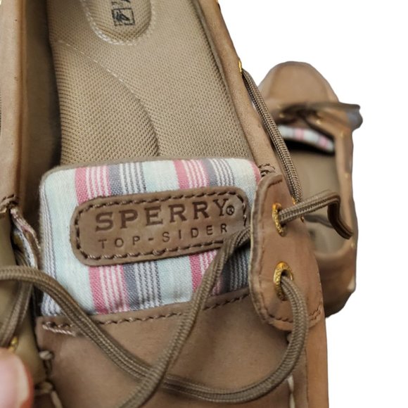 Sperry Top Sider STS91331 Size 7.5 M Boat Leather Loafer Brown Pink Blue Shoes - Picture 6 of 7